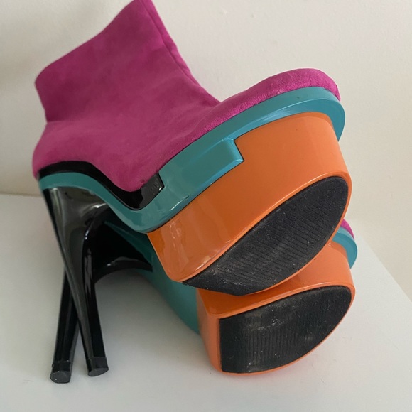 FRH FarenHeit  pink Platform Stiletto Ankle Boots - Picture 5 of 12